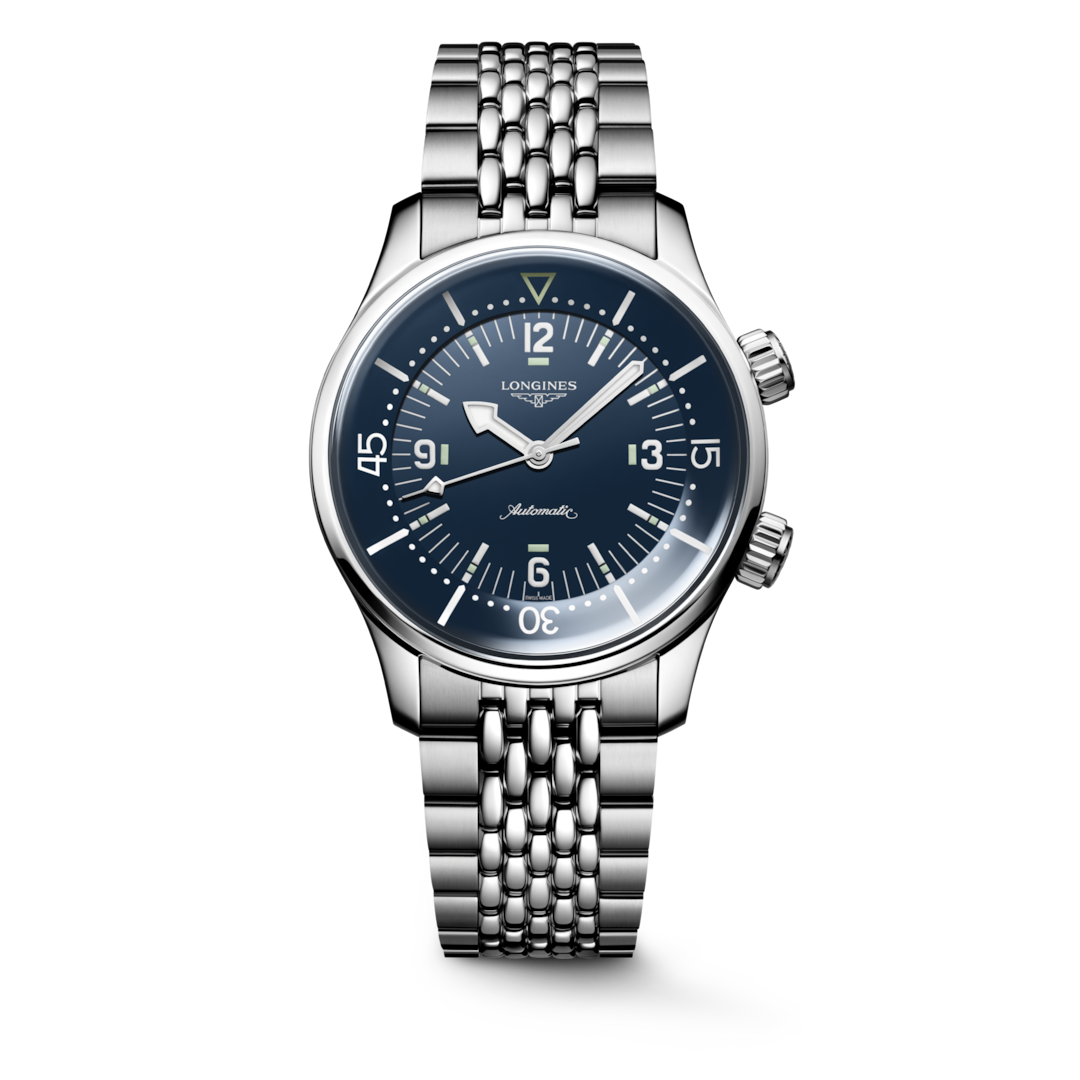 LONGINES Legend Diver L3.764.4.99.6 39mm Watch With Grey Dial and Stainless Steel Bracelet