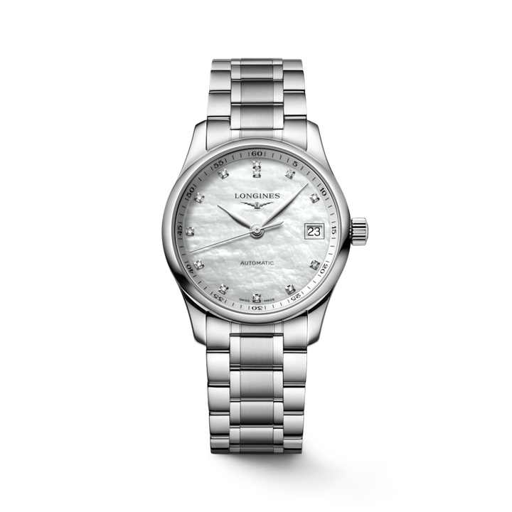 LONGINES Master Collection L2.357.4.87.6 34mm Watch With Mother-of-Pearl Diamond Dial