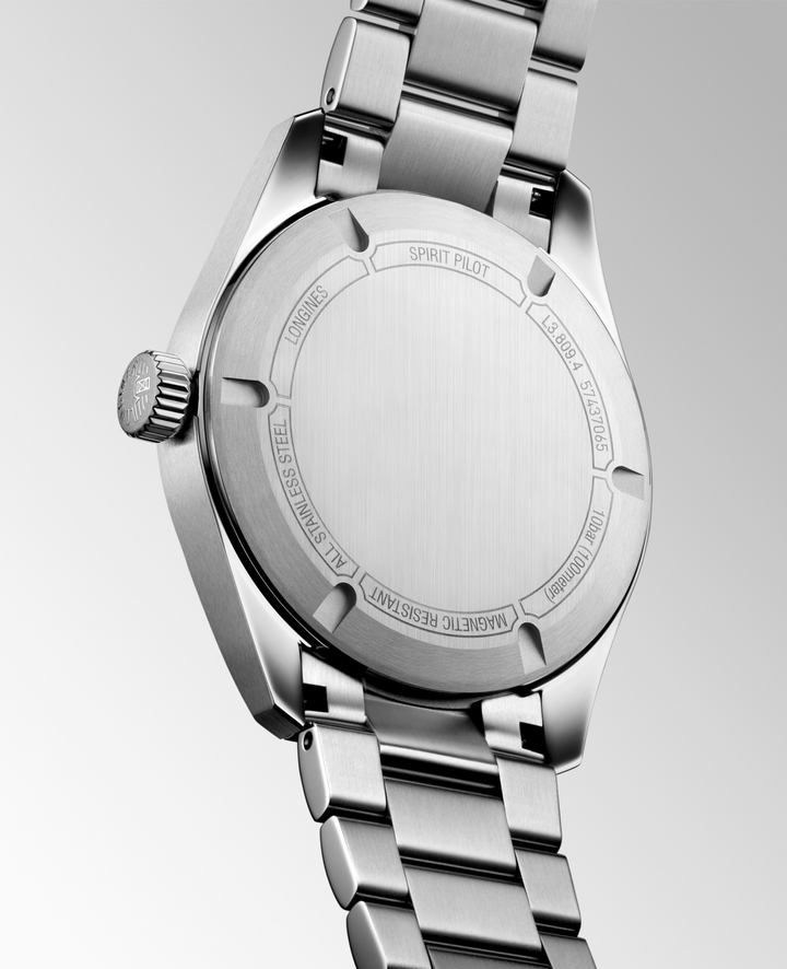 LONGINES Spirit Pilot L3.809.4.53.6 Caseback and Stainless Steel Bracelet Detail