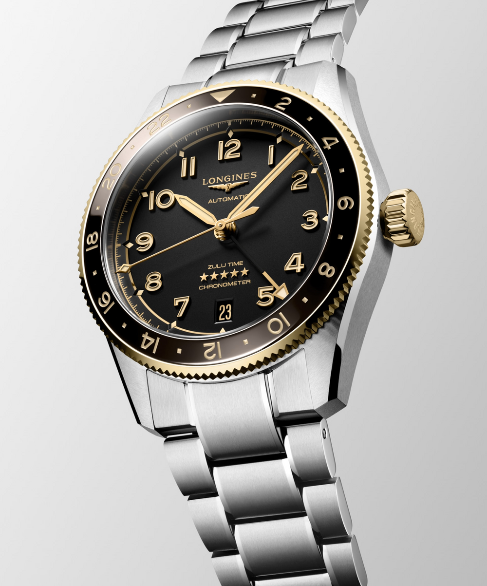 LONGINES Spirit Zulu Time L3.802.5.53.6 Anthracite Dial With Gilt Numerals and Gold Crown