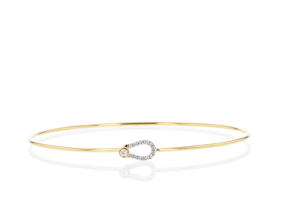 Phillips House Mini Keyhole Love Always Bracelet with a diamond keyhole motif and bezel-set diamond on a slim gold band.