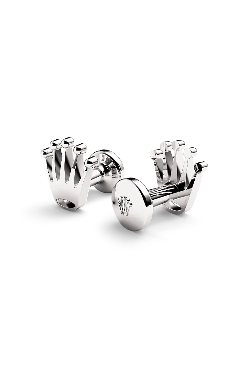 Rolex ‘Crown’ cufflinks White gold A1019 at Richter & Phillips Jewelers